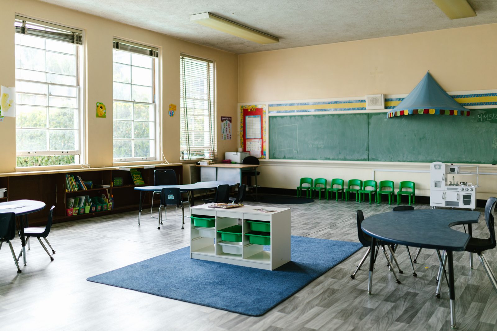 Green chalk boards installed in a classroom | SS White Inc
